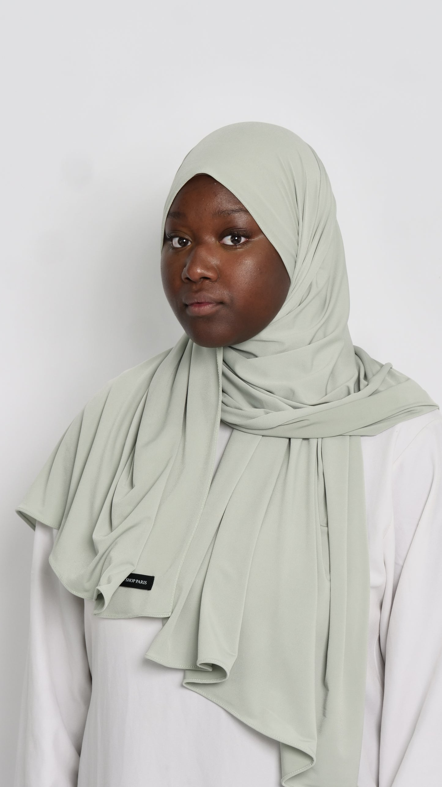 Hijab jersey luxe vert céladon