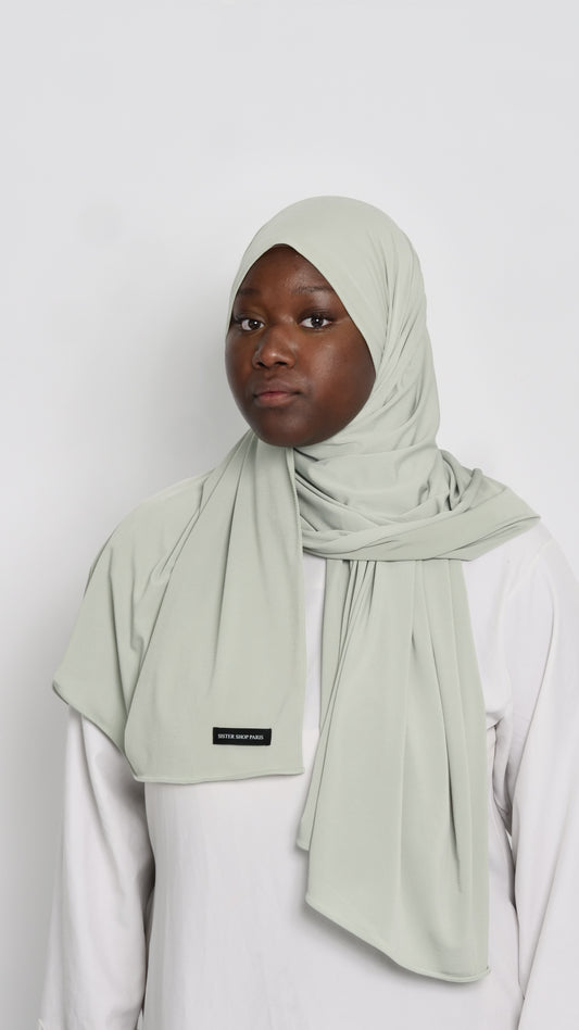 Hijab jersey luxe vert céladon