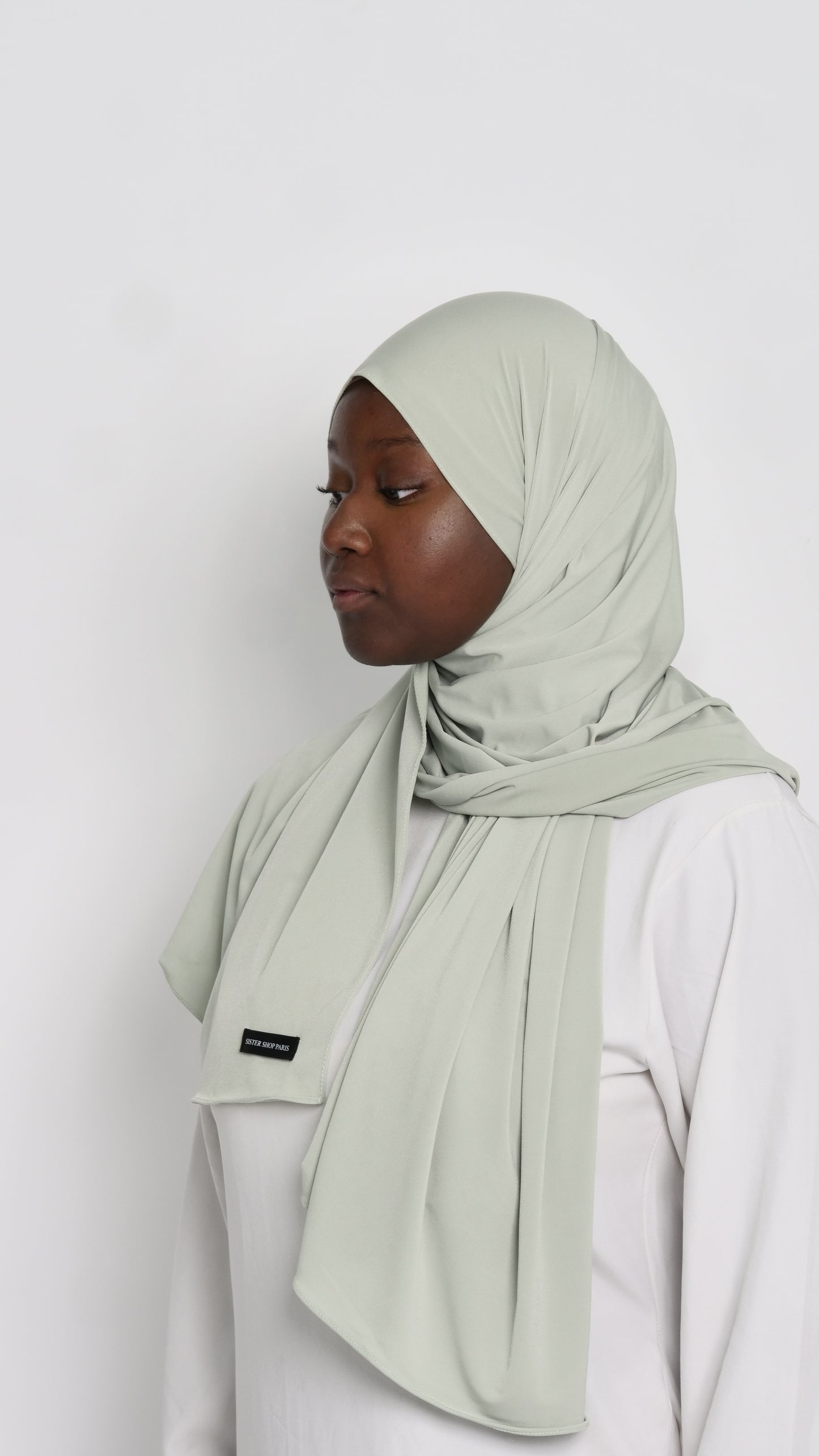 Hijab jersey luxe vert céladon