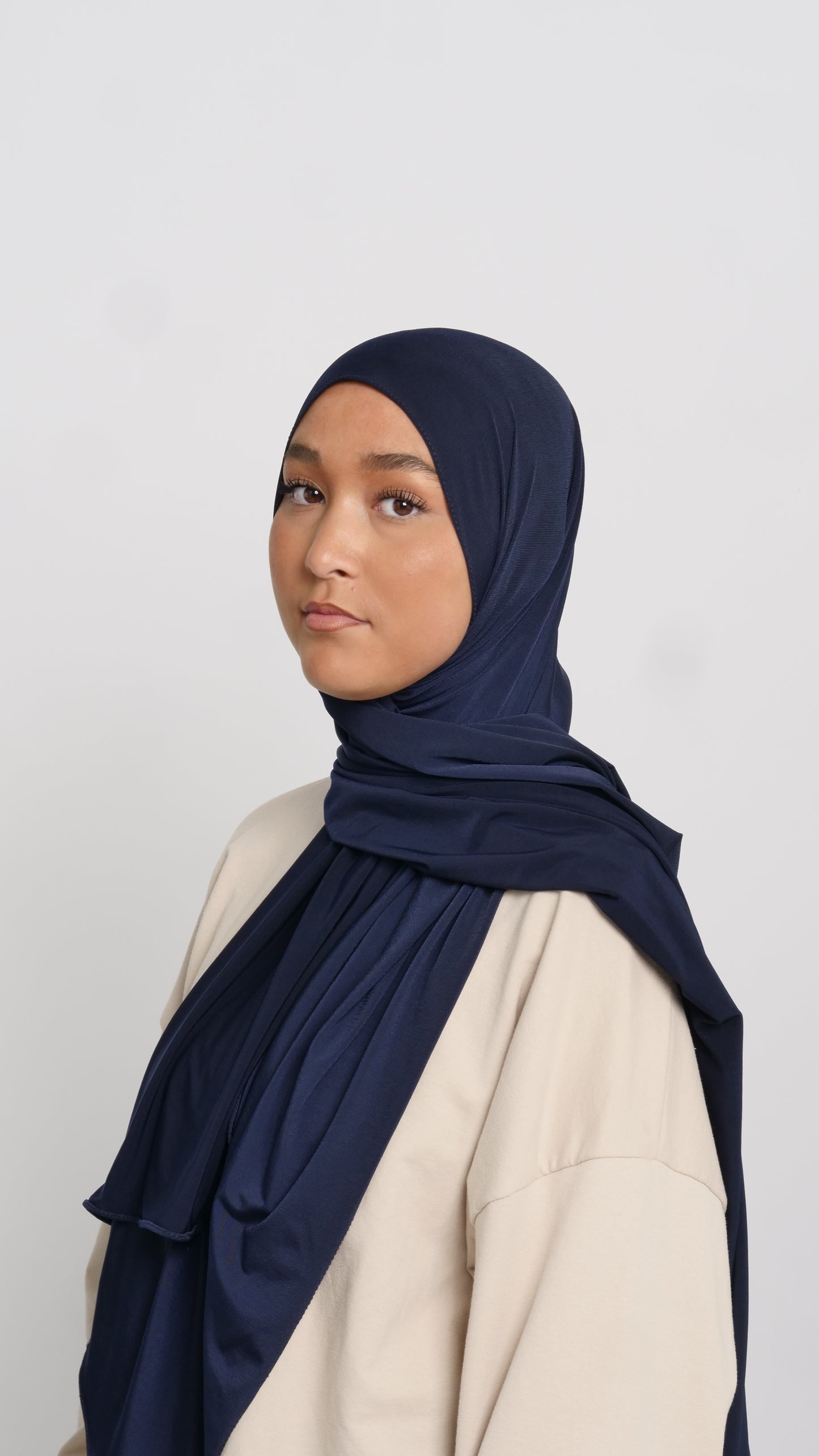 Hijab jersey luxe bleu marine