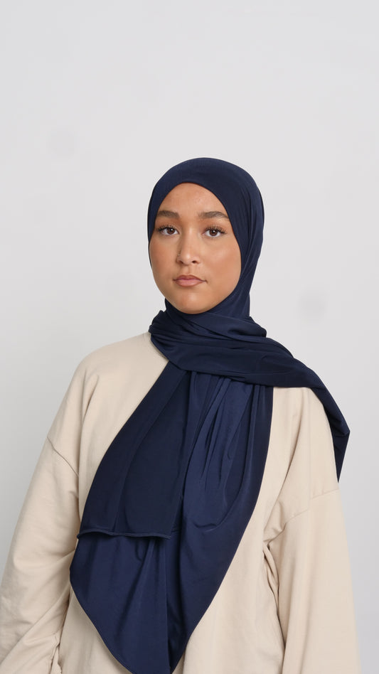 Hijab jersey luxe bleu marine