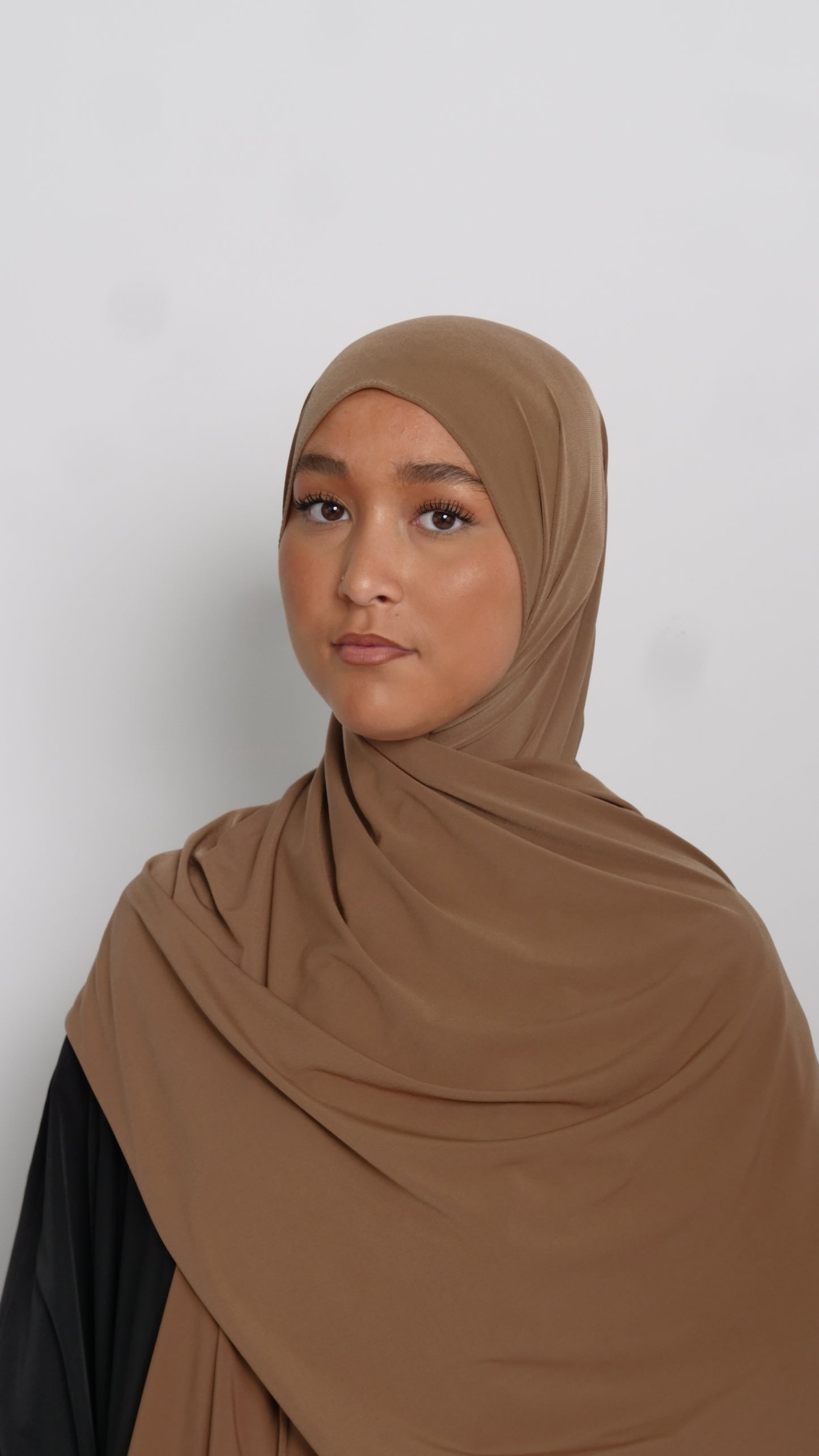 Hijab jersey luxe marron