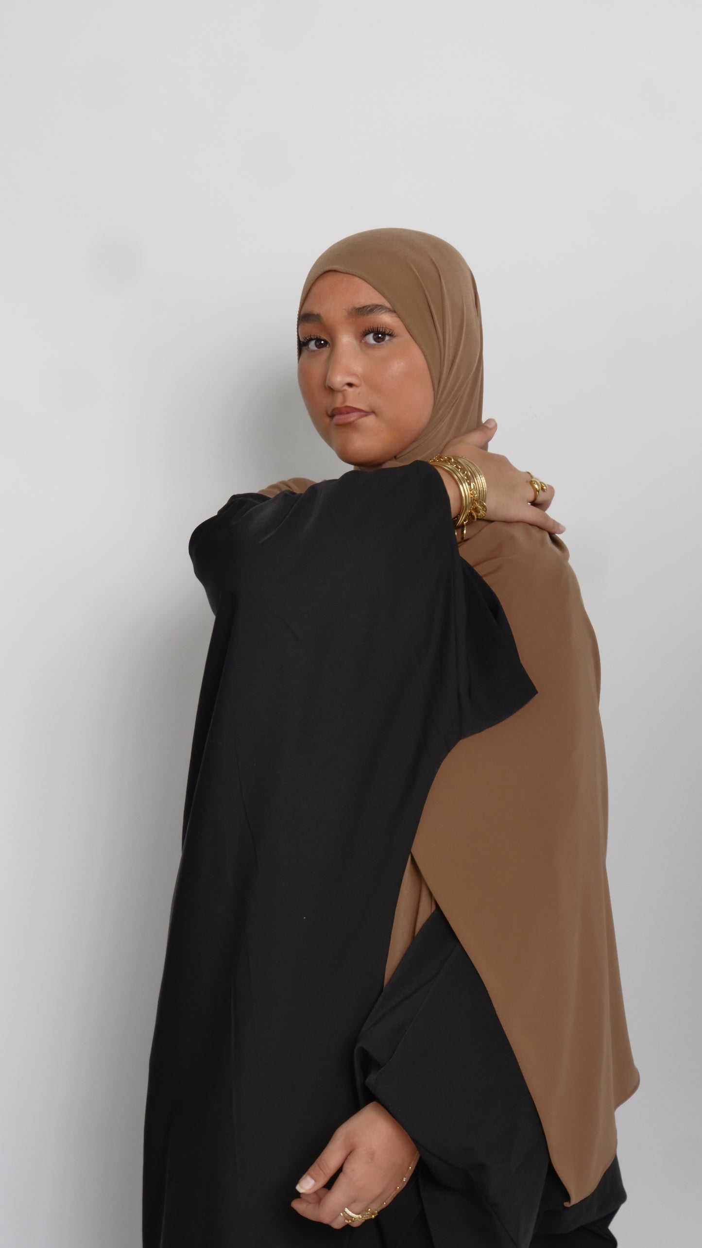 Hijab jersey luxe marron