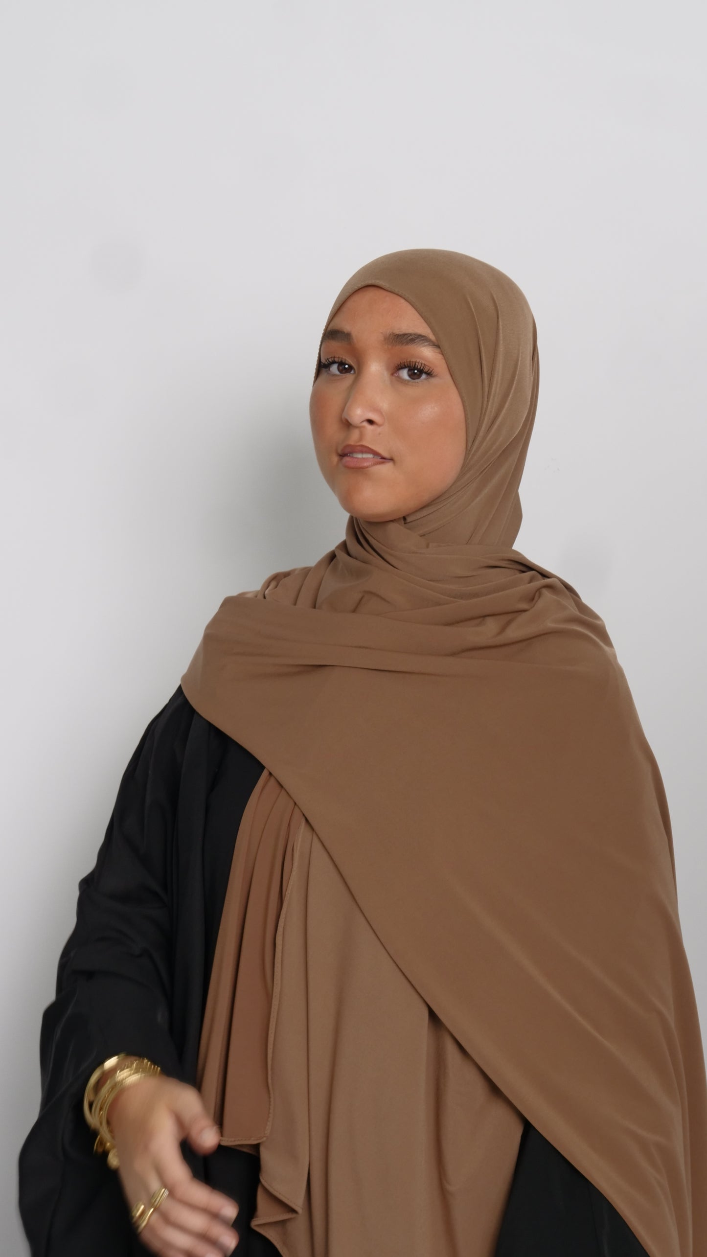 Hijab jersey luxe marron