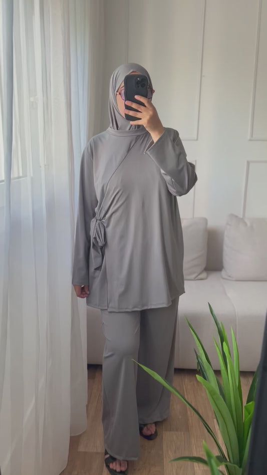 Burkini croisé gris
